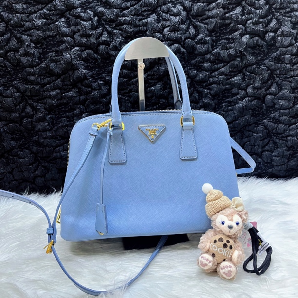 95新 Prada/普拉达 普拉达蓝色贝壳斜挎包
