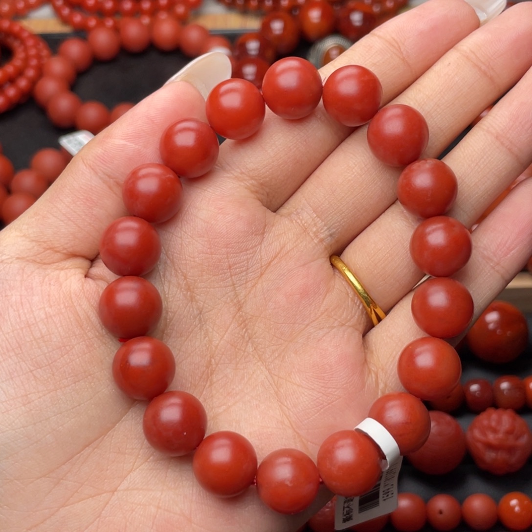 南红玛瑙未镶嵌手串Y12mm收藏满红满肉锦红手串