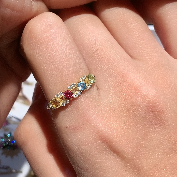 银S925镶嵌戒指碧玺