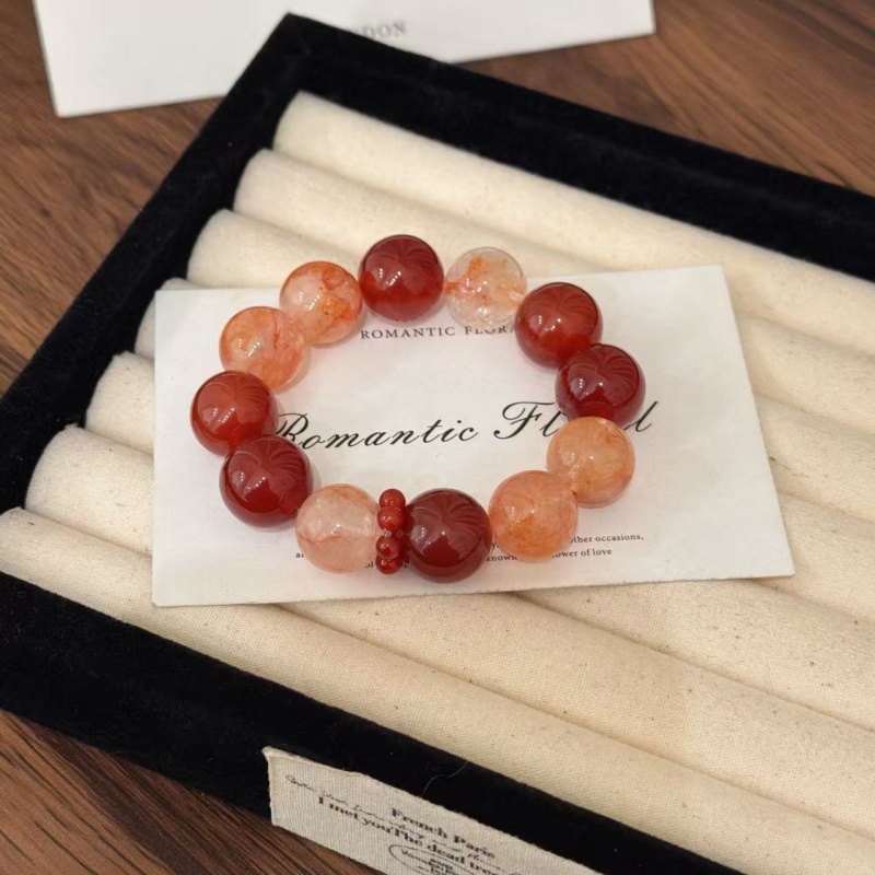 X2955红胶花红玛瑙手链高端轻奢手串多样性发一