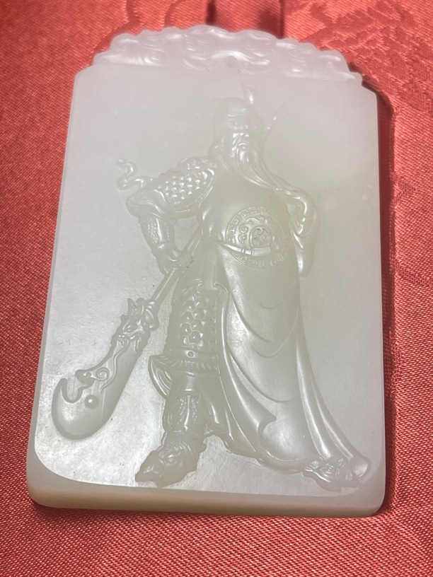 和田玉关公牌子吊坠挂件