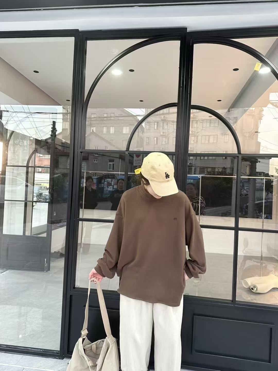 日系简约大版时尚秋季半高领打底8728长袖中版百搭宽松纯色