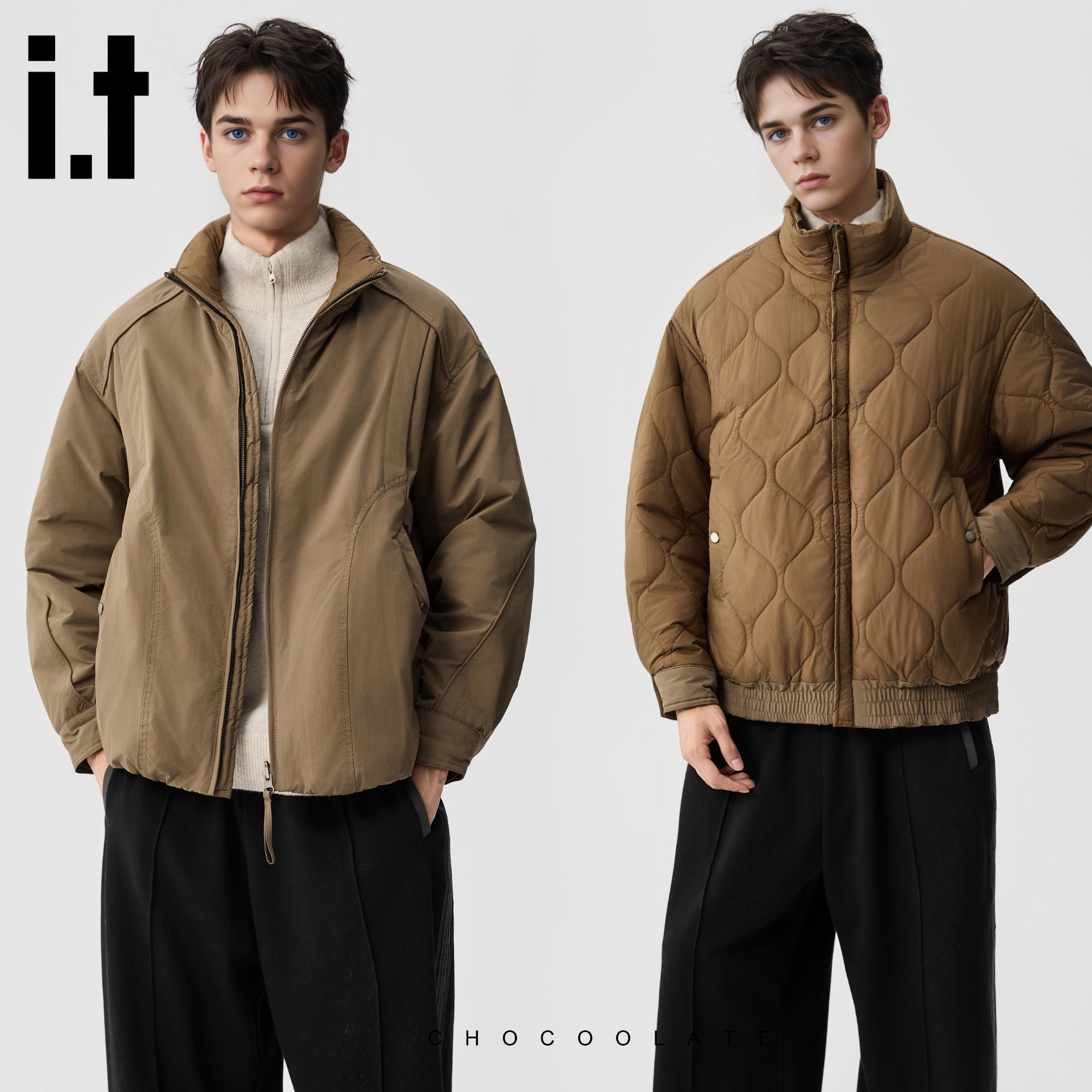 it:CHOCOOLATE冬季新款立领棉服外套加绒加厚保暖棉衣百搭上衣男