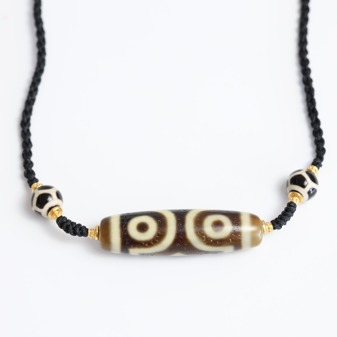 宝盖三眼天珠锁骨链男女同款约41×12mm