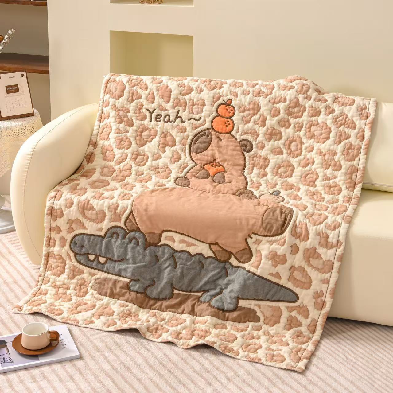 【 卡皮鳄】120*150cm  A类全棉纱布泡芙被