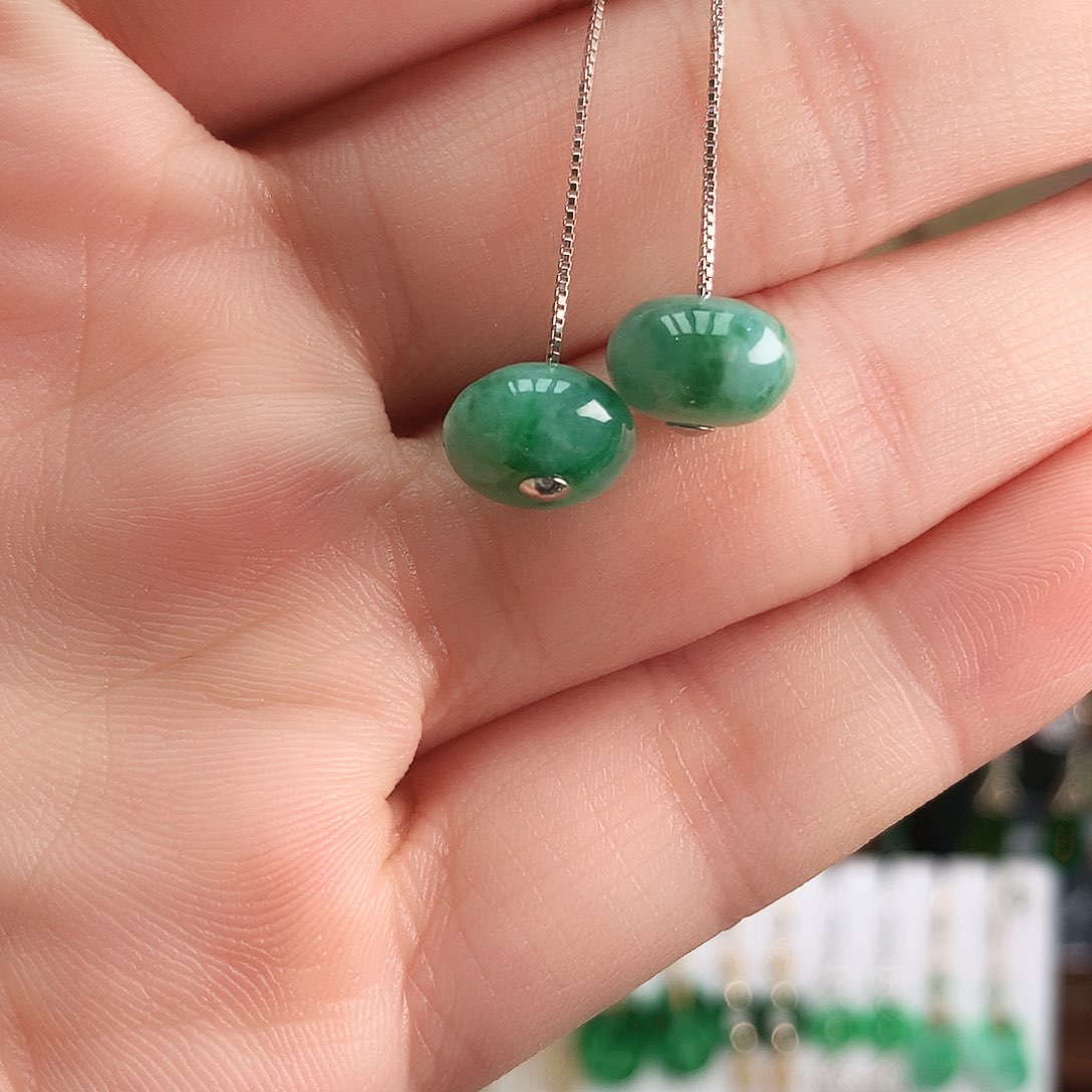 翡翠耳饰银S925镶嵌耳饰