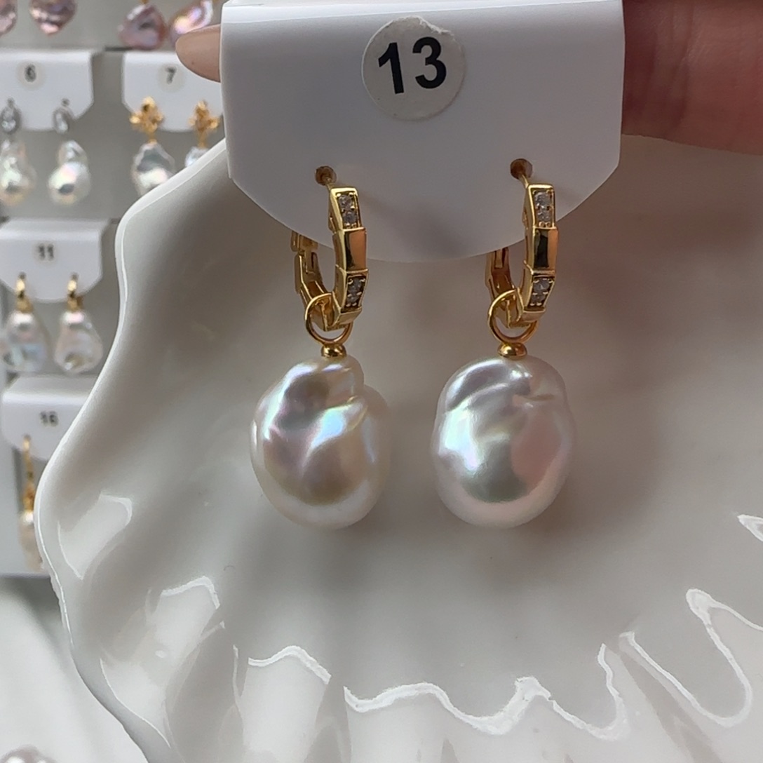 淡水珍珠耳饰银S925镶嵌