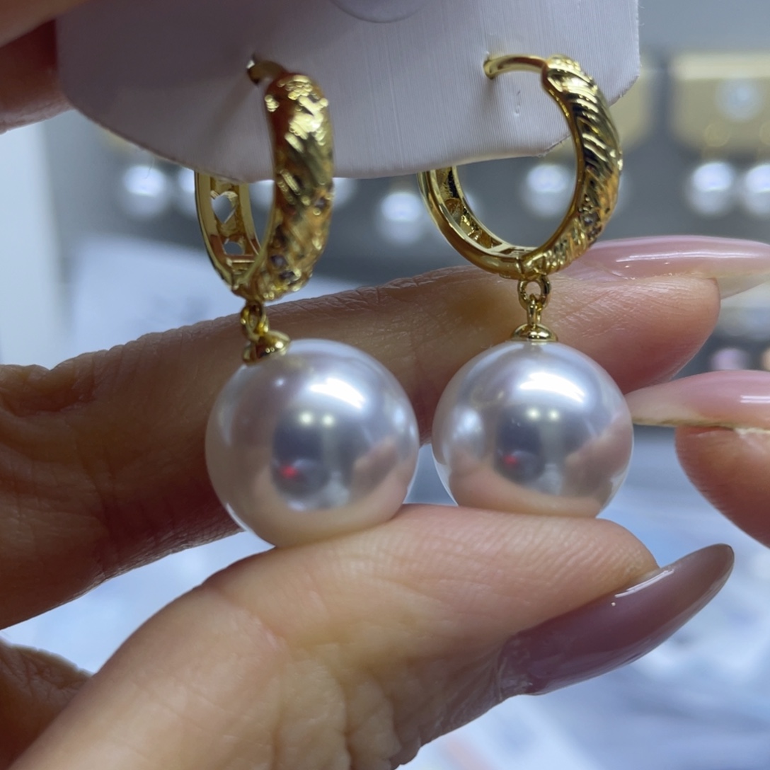淡水珍珠耳饰银S925镶嵌