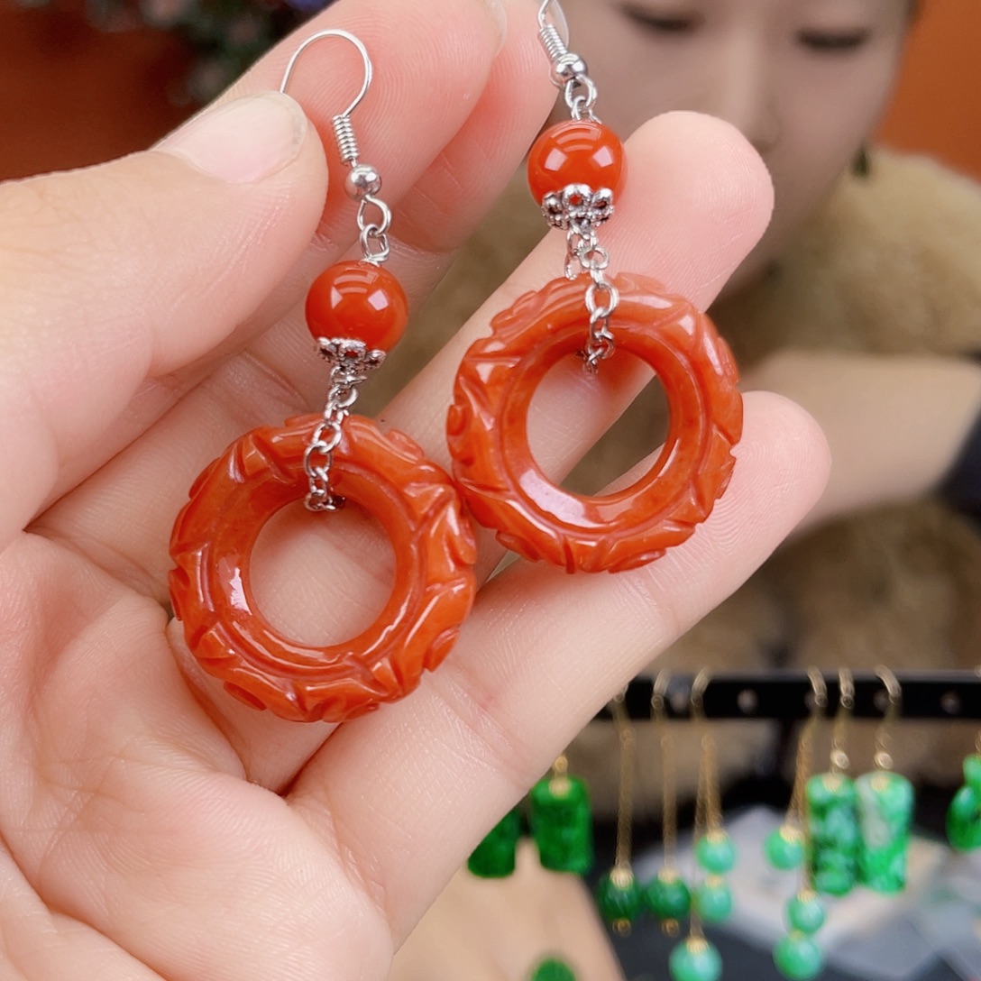 翡翠未镶嵌耳饰饰品