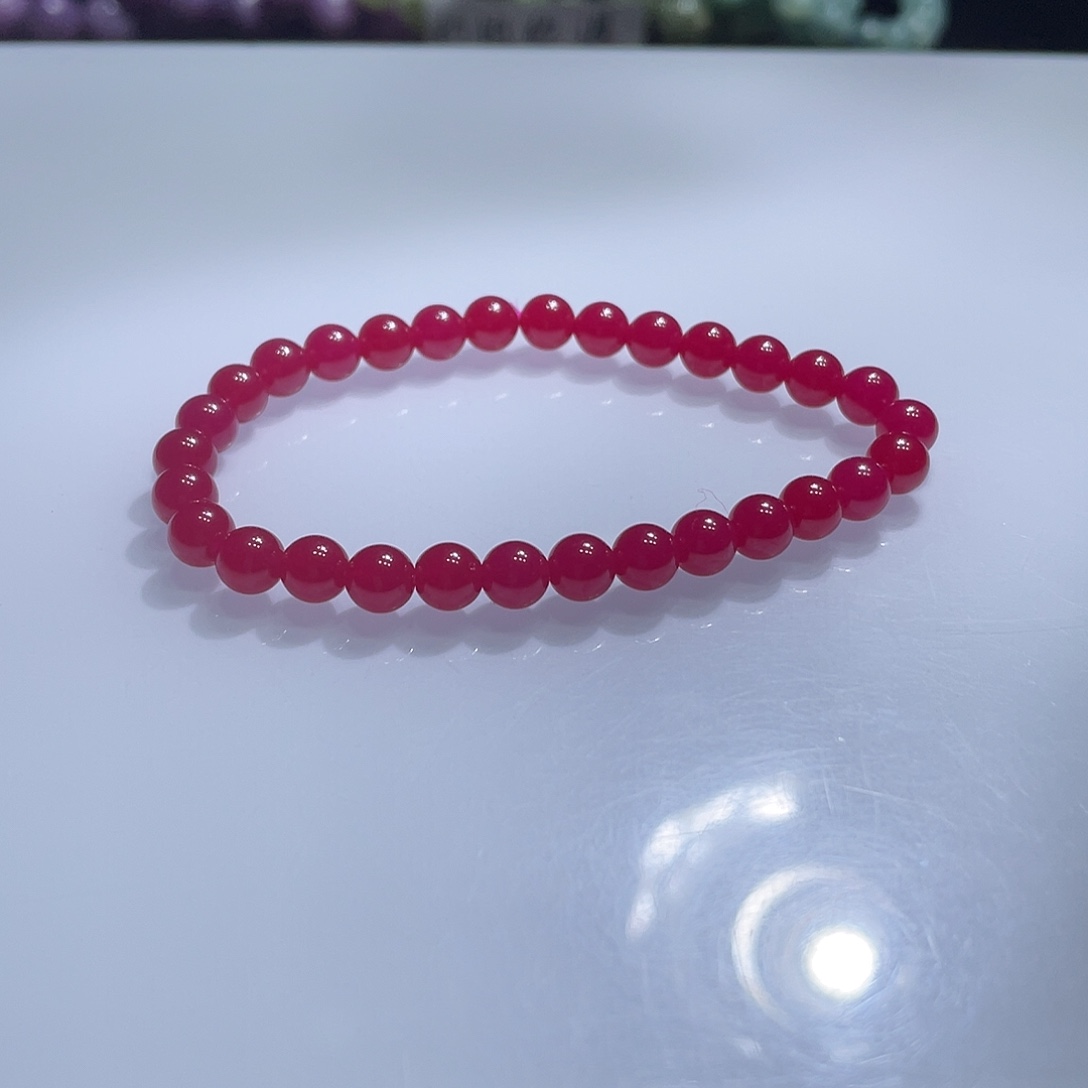 水晶手链未镶嵌新烧红宝石6m