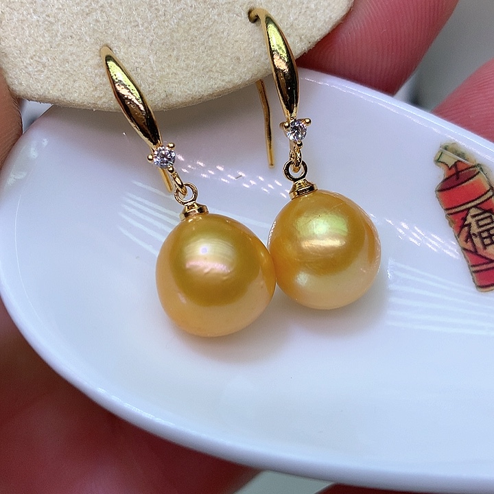 银S925镶嵌耳饰淡水珍珠