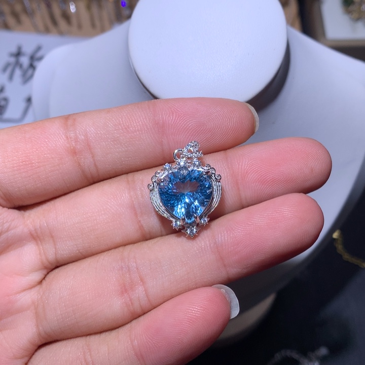 黄晶戒指银S925镶嵌雪**爪吊坠