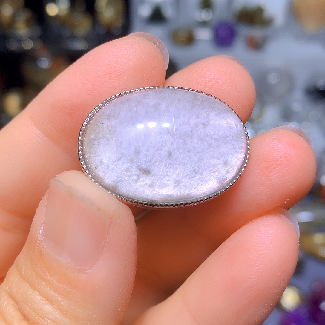 水晶吊坠银S925镶嵌天然水晶