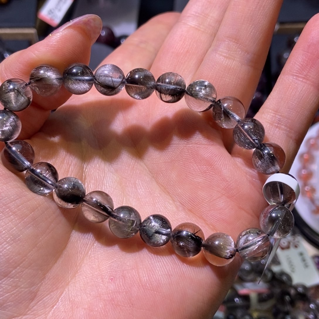 水晶手串未镶嵌8.8黑银钛