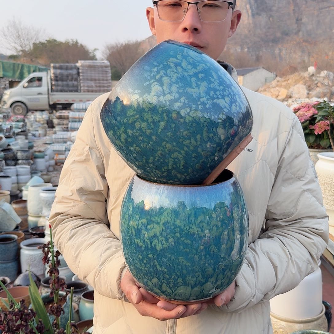 紫砂花盆口16高20（蛋壳雪花定制