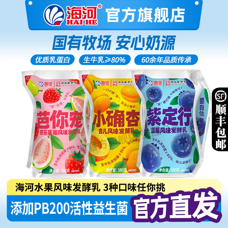 海河牛奶风味发酵乳180/g*9袋 网红风味发酵乳箱营养酸奶