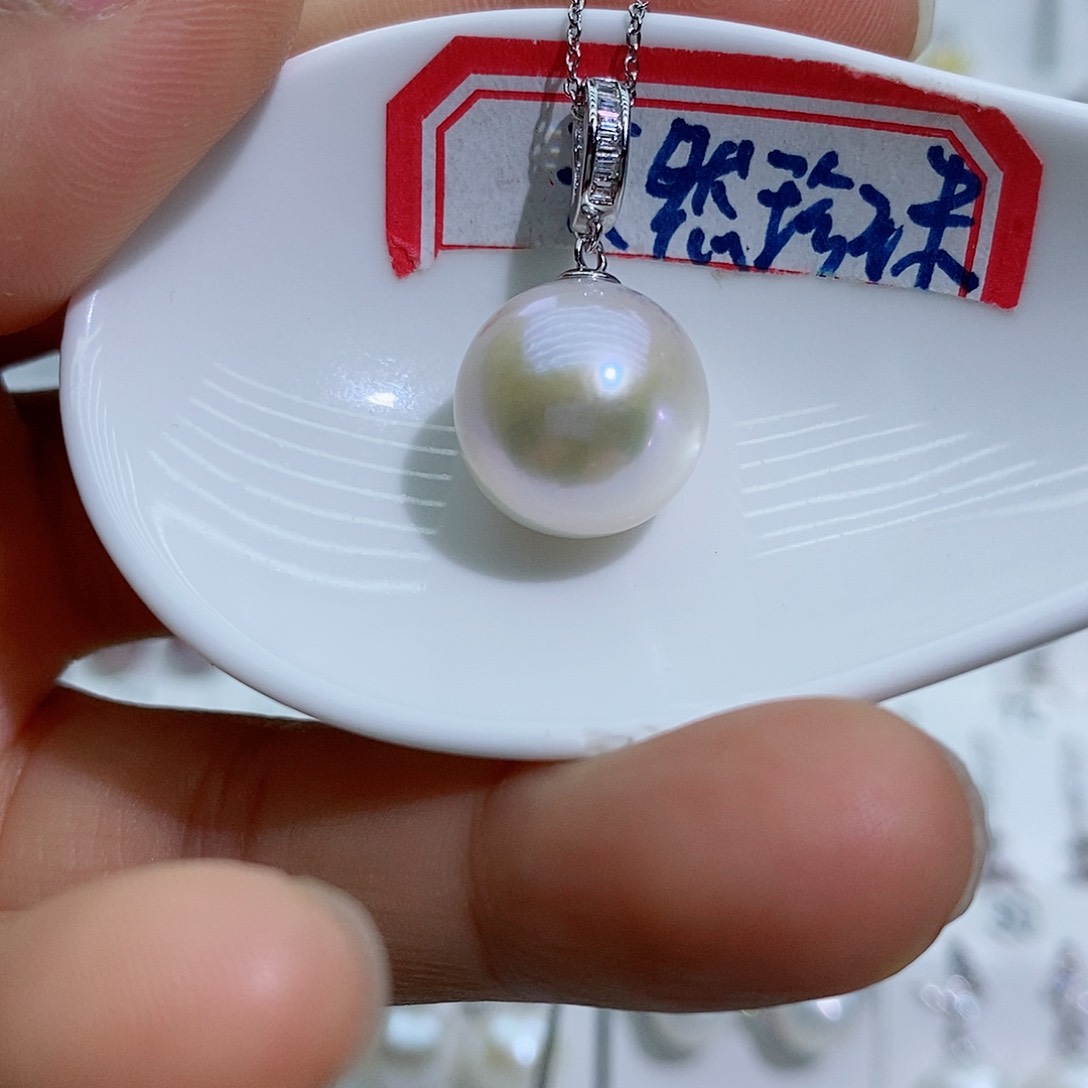 淡水珍珠银S925镶嵌吊坠(赠链)