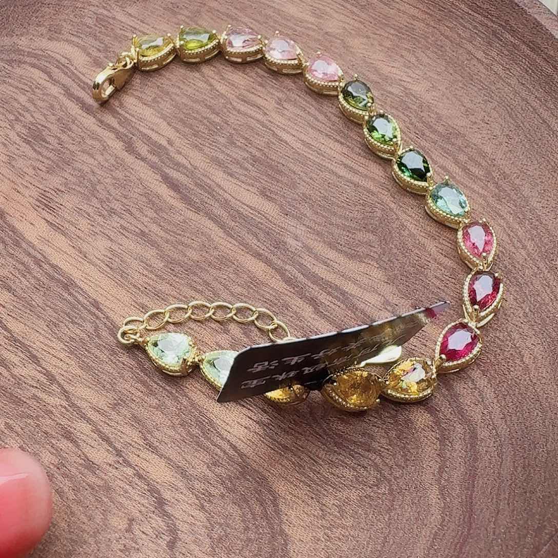 碧玺手链银S925镶嵌手链