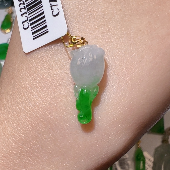 翡翠18K金镶嵌挂件翡翠