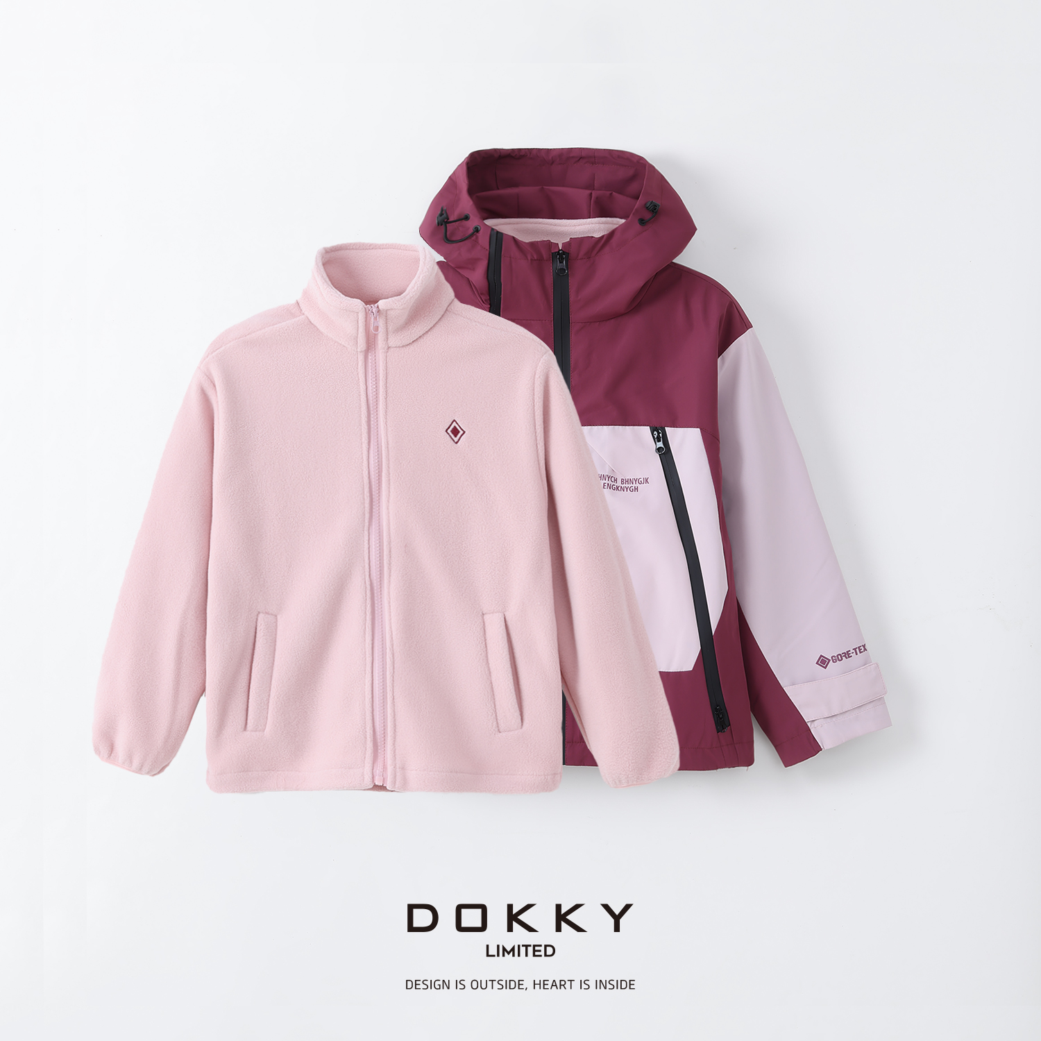Dokky「童装-小铠甲」超五防.压胶拉链.男女童.三合一连帽冲锋衣