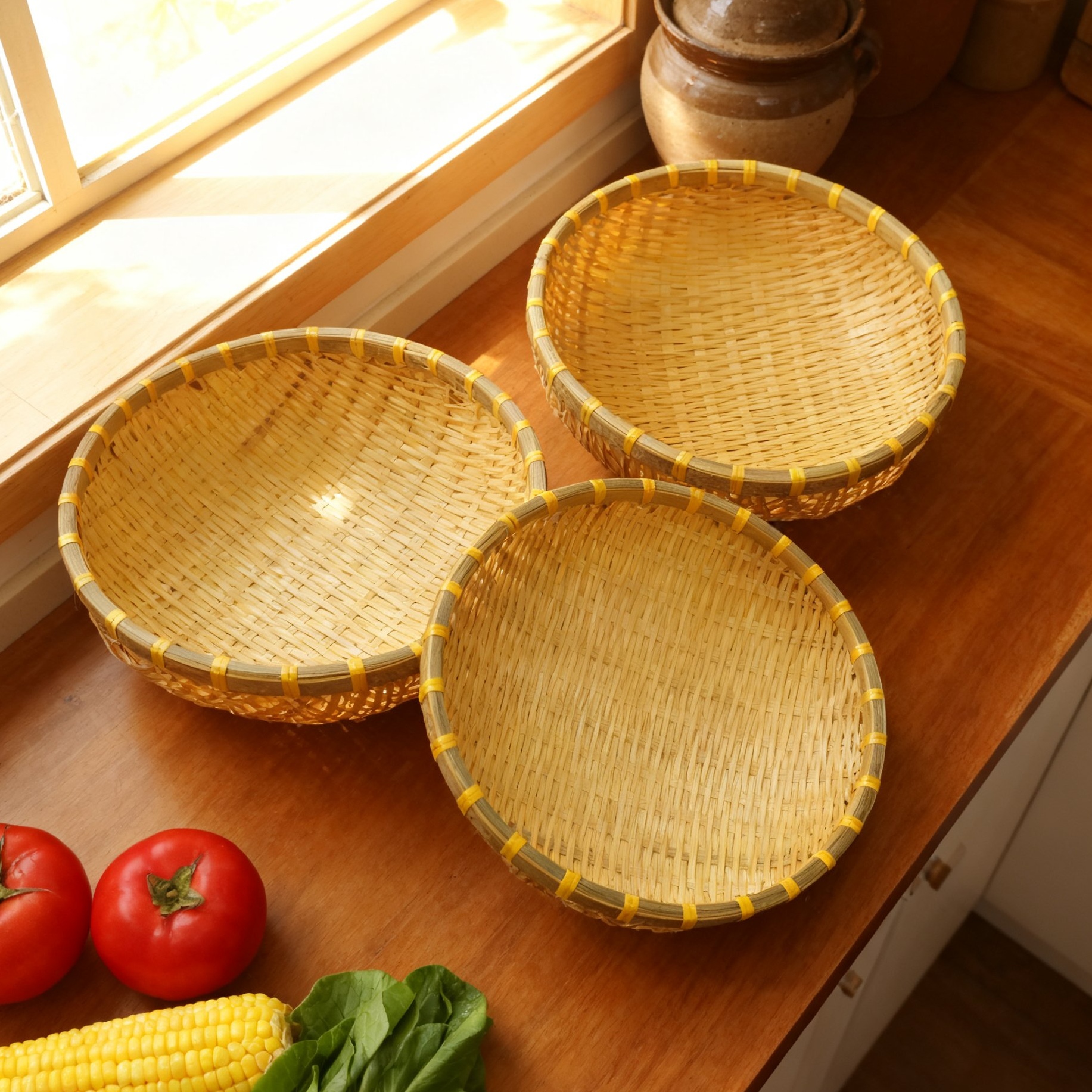 一级 901（30.28.25公分）烟熏竹编手工馒头筐农村手工收纳筐沥水篮