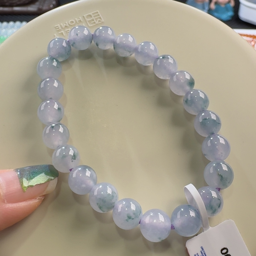 翡翠手链未镶嵌冰紫飘花手串卡8.3 莫奈花园！漏