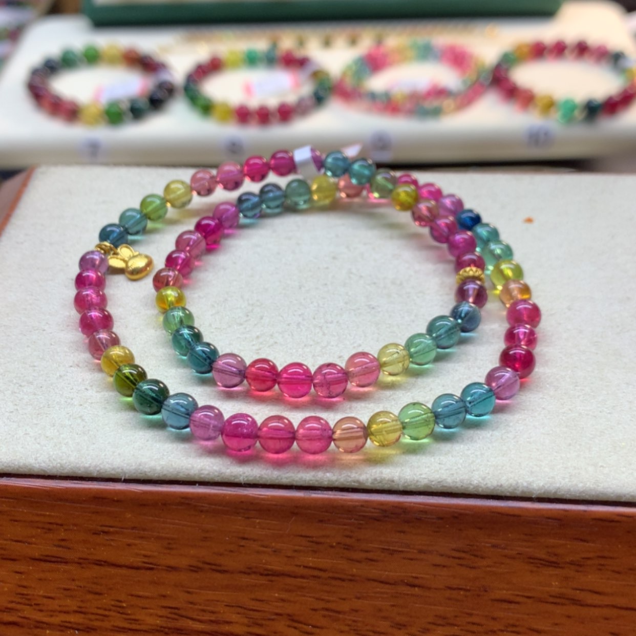 【闪购商品】碧玺手链未镶嵌荧光色标5.4mm双圈