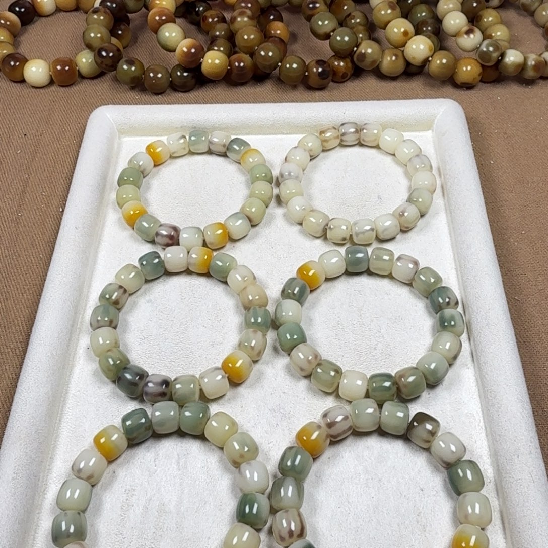 手串菩提根/象牙果松绿玫瑰