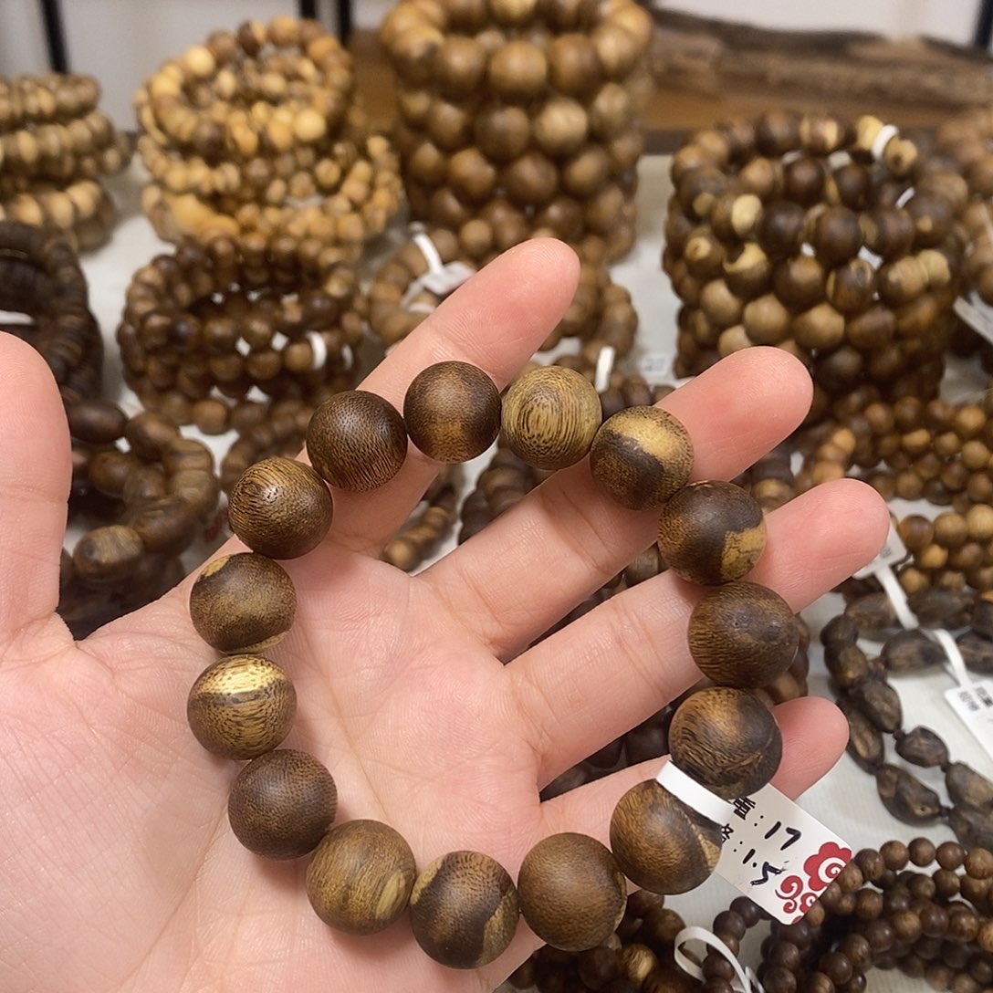 沉香手串奇楠沉香圆珠1.5单圈17克