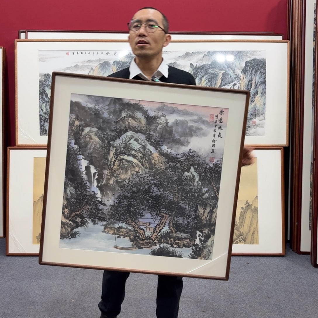 国画带框绘画80/80尺寸