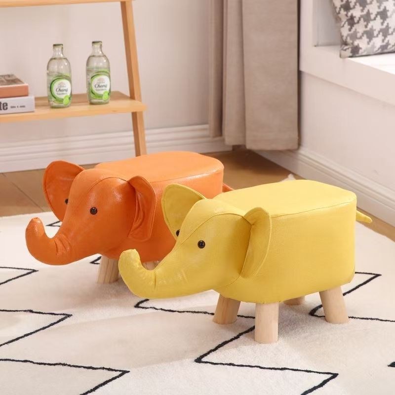 动物凳子科技布儿童卡通小凳子客厅网红创意实木换鞋凳小矮凳批发