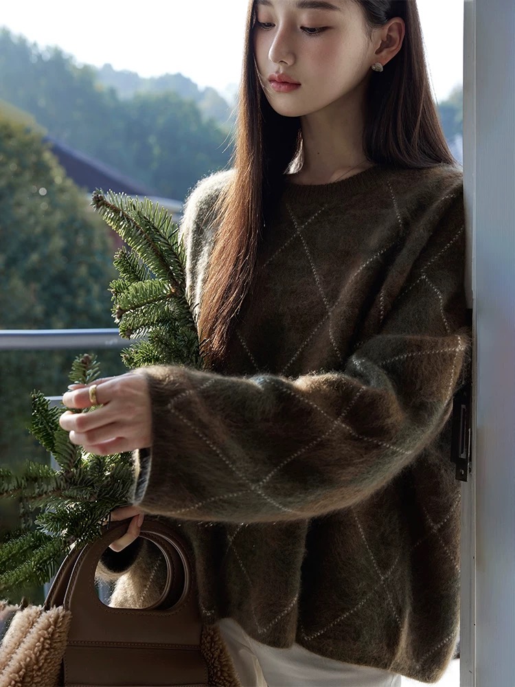 【001-100】2025秋冬新款羊绒羊毛上衣宽松百搭开衫套头12.15日    