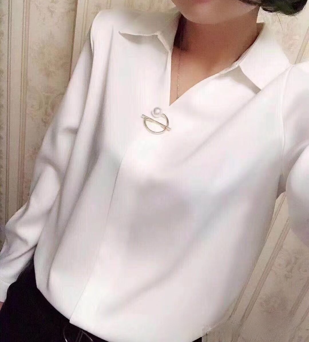 女士长袖春秋季新款洋气雪纺衬衫显瘦气质上衣