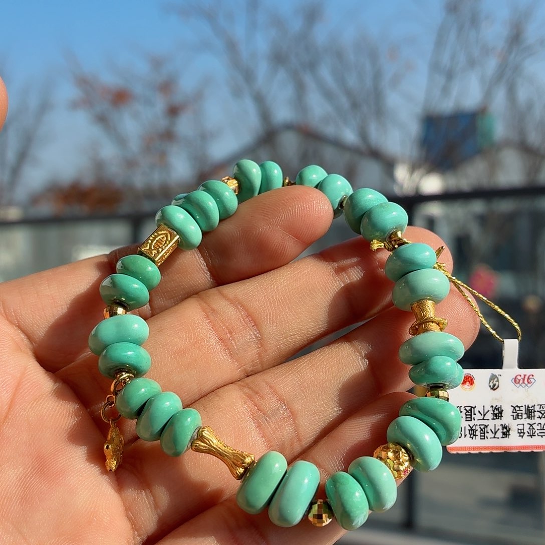 绿松石18K金镶嵌珠宝奇石