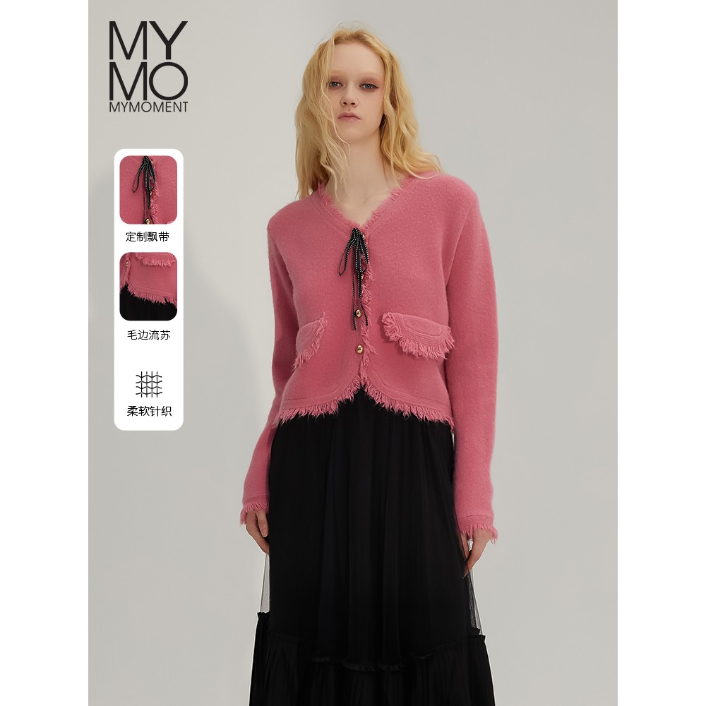 MYMO高智感V领针织衫朗黛秋冬新款毛衫外套M3H900M