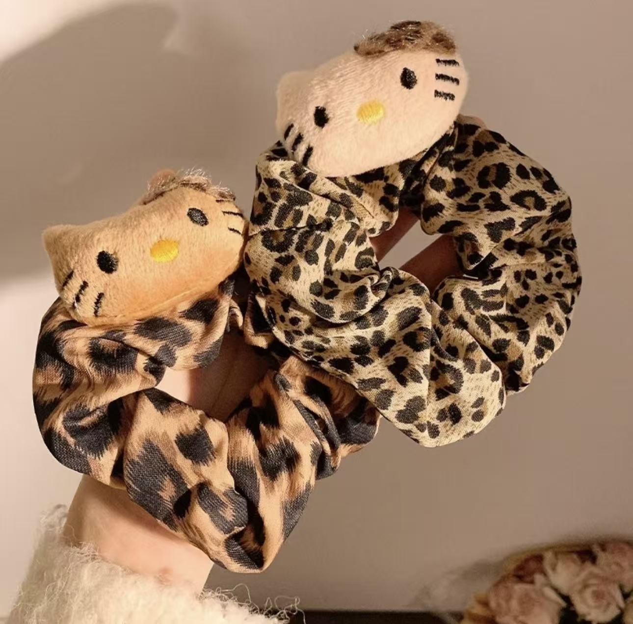 kt猫豹纹发圈公仔