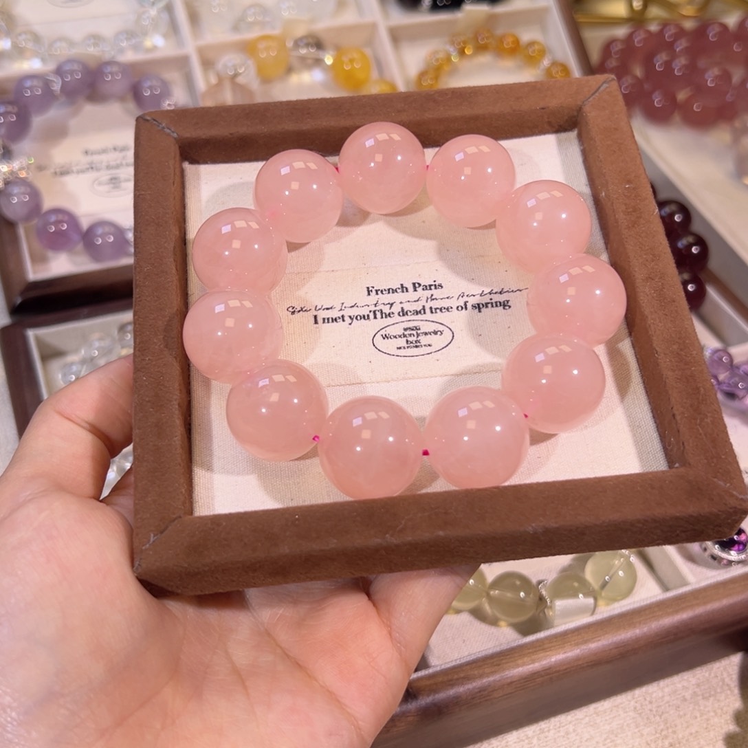 水晶手串未镶嵌西柚粉20mm 多样性发一