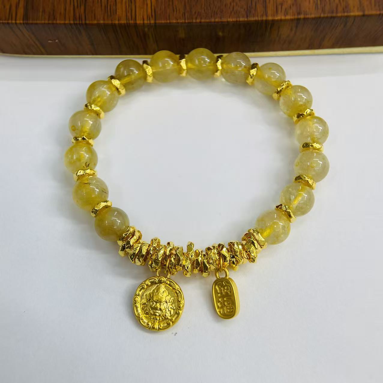 金祥顺黄金足金999金发晶黄财神盘缠手串DP2308