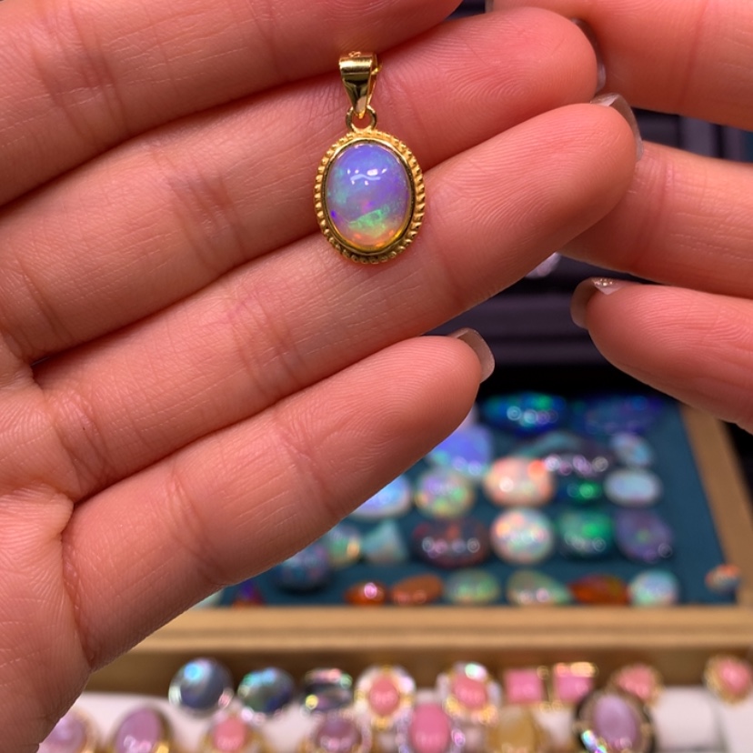 【闪购商品】欧泊项链款式银S925镀金镶嵌