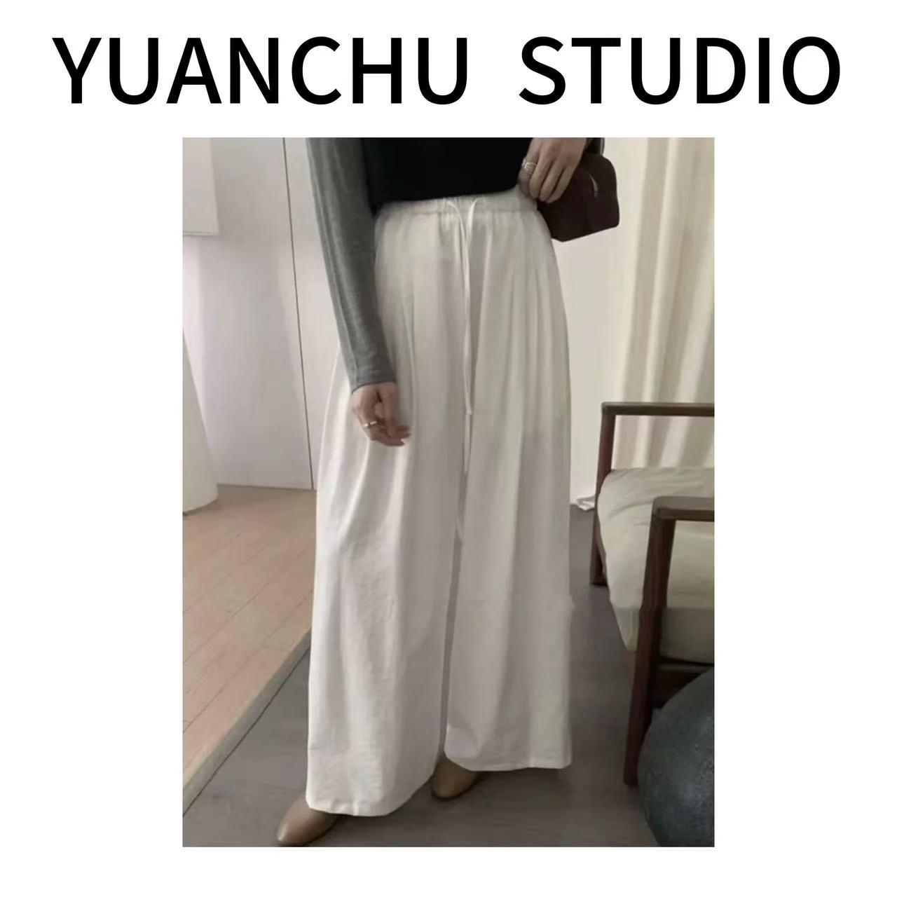 【SGN】韩系设计感直筒裤阔腿裤女2025夏季新款慵懒风宽松25207-1