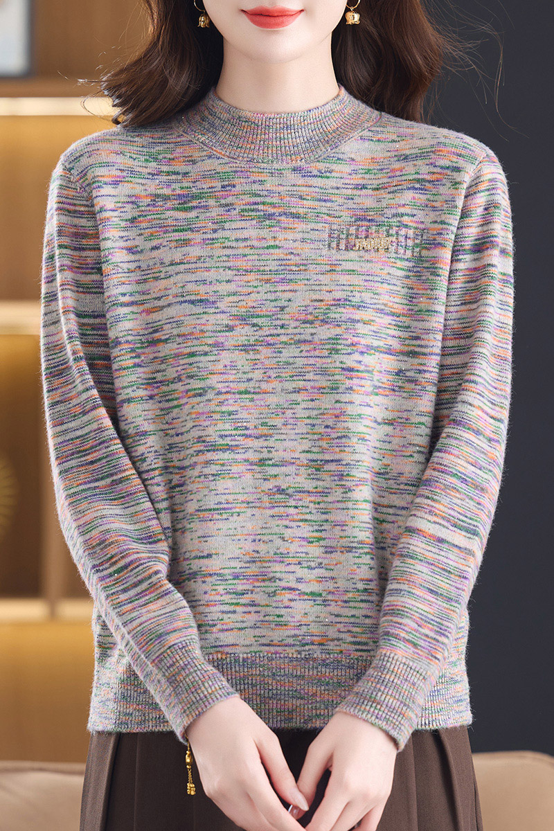 【羊毛衫】常规款提花花纱冬季中老年洋气秋冬长袖针织毛针织衫圆领