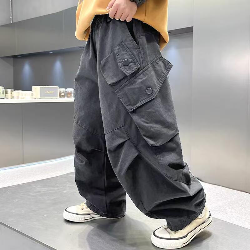 男童秋夏纯棉2025新款长裤中大儿童工装休闲裤男孩帅气时髦潮酷