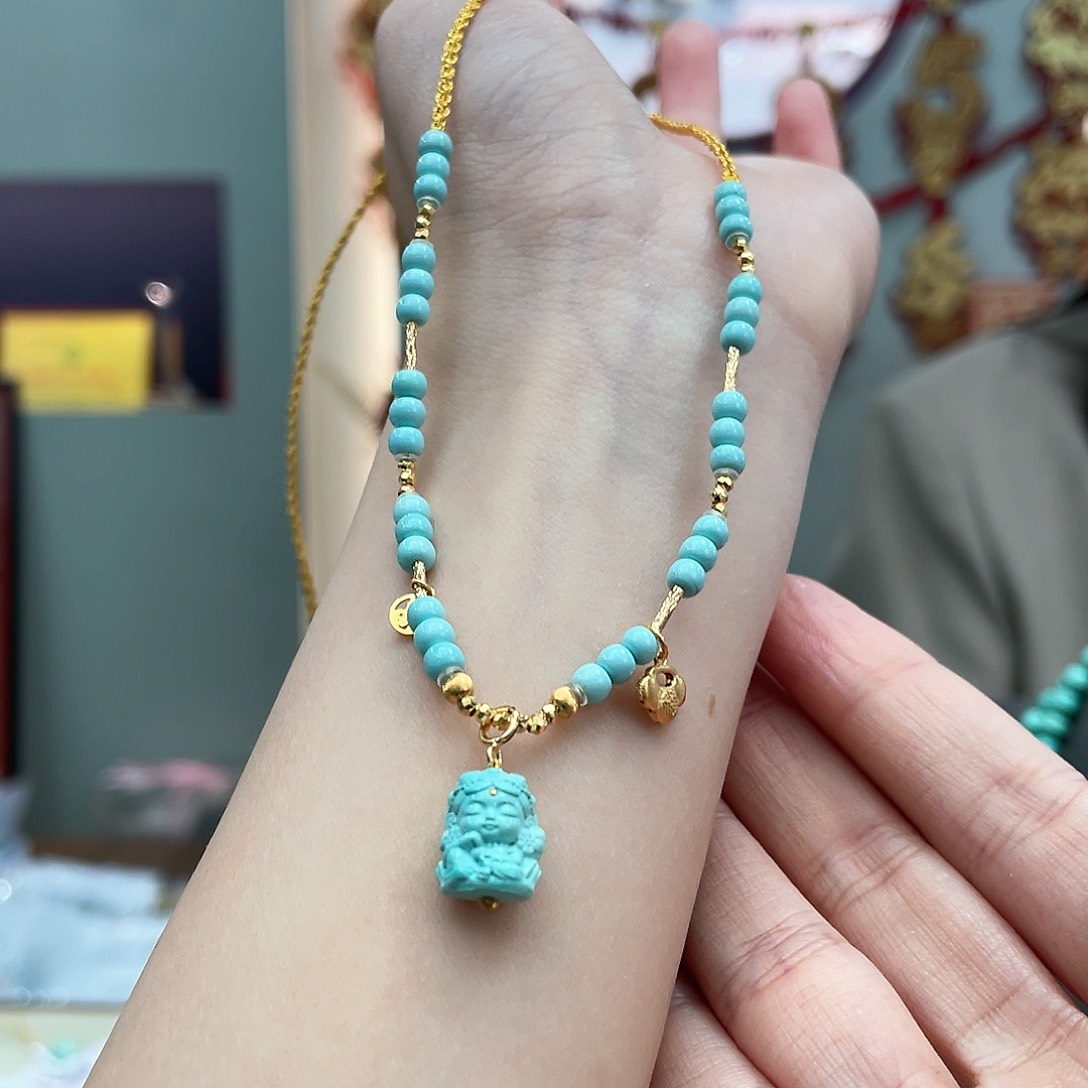 绿松石颈饰18K金镶嵌