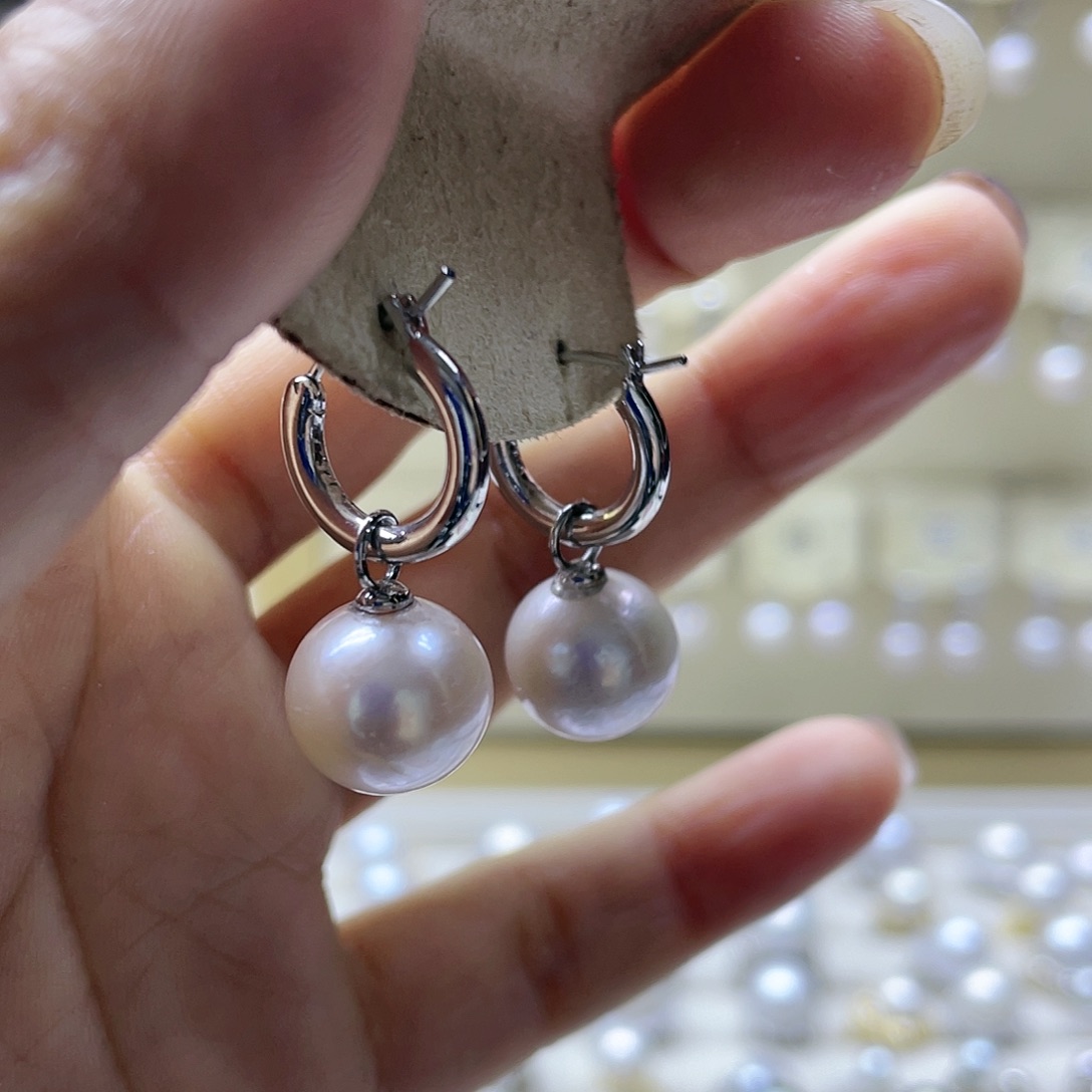 淡水珍珠耳饰银S925镶嵌