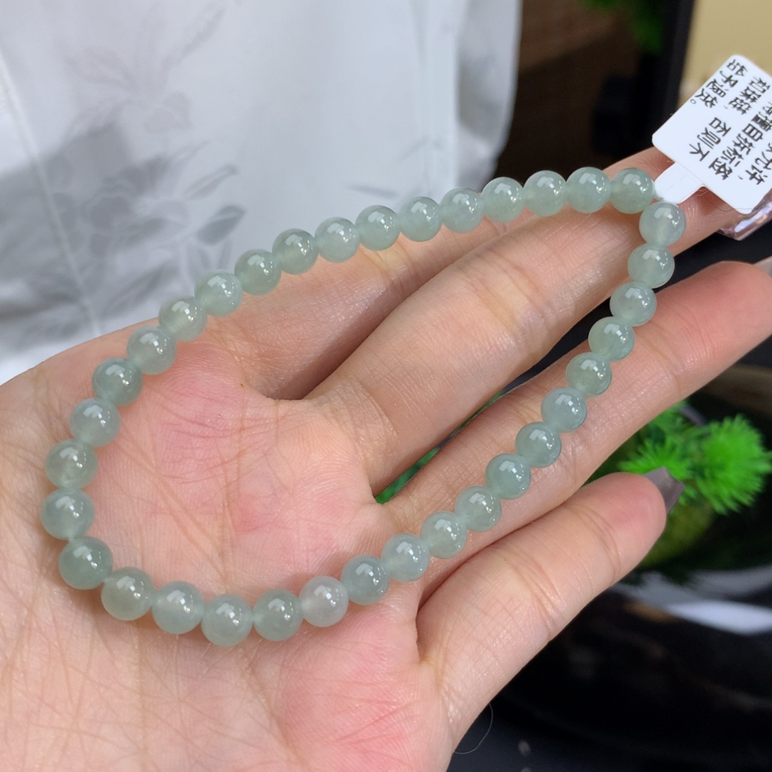 翡翠手链未镶嵌卡5.3冰胶蓝晴手串