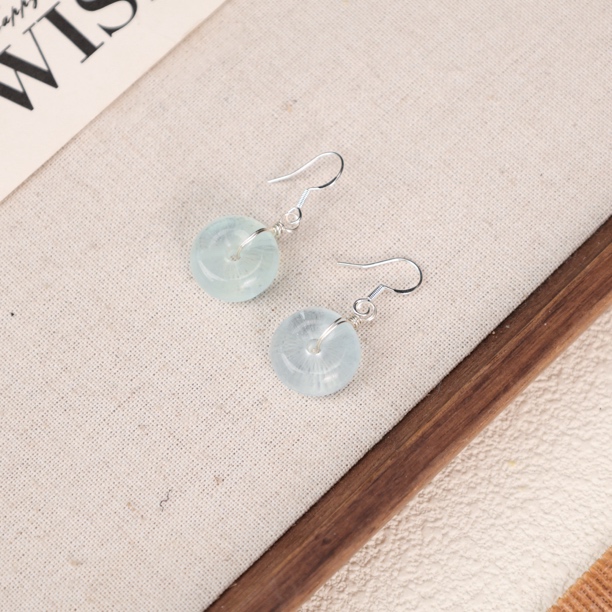 LZ3498-2 海蓝宝冰透平安扣耳环