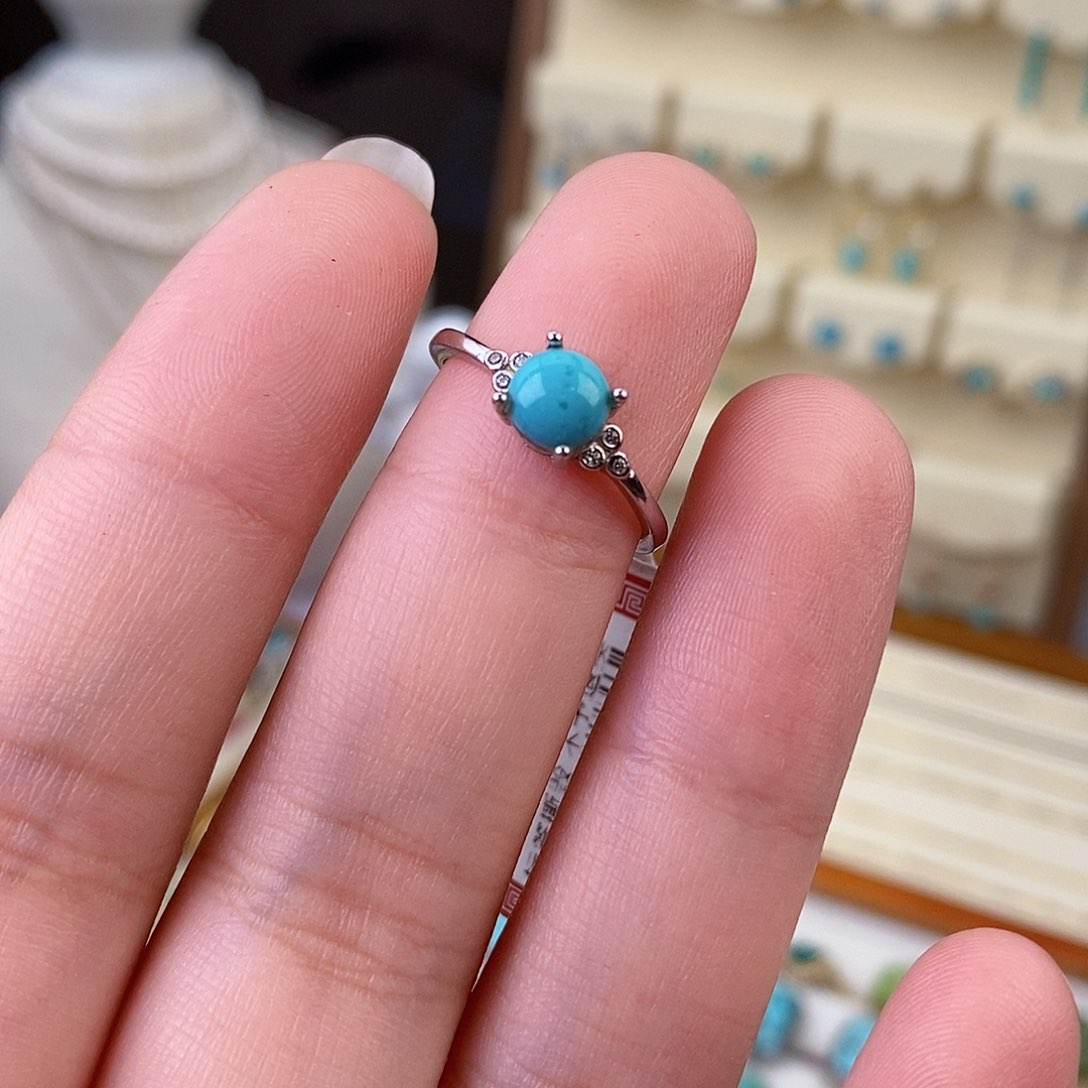 绿松石戒指银S925镶嵌