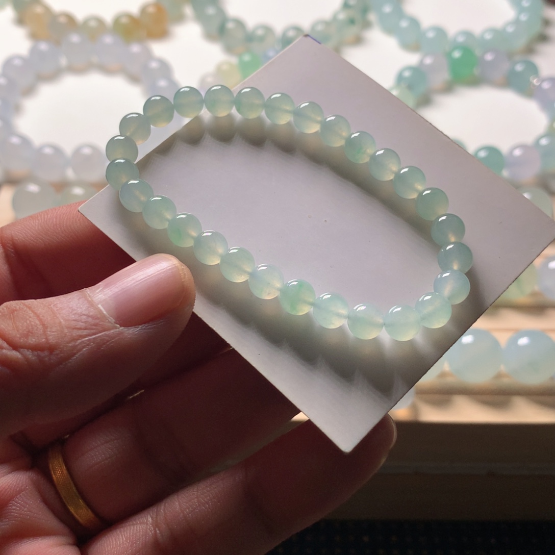 啊***霖翡翠未镶嵌手链天然翡翠卡6手串