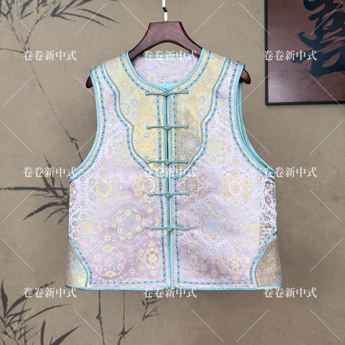 【卷卷新中式】“冰淇淋宝象花”宋锦手工刺绣重工如意头高配马甲