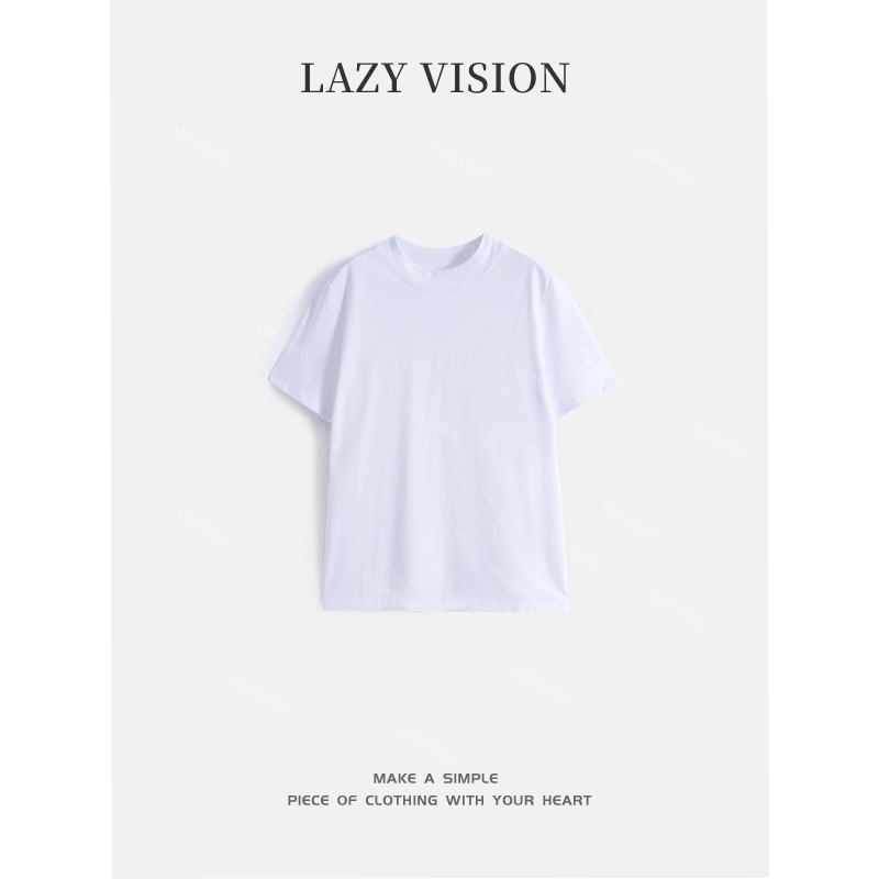 LAZYVISION夏季原创设计感纯色高端轻奢t恤短袖女ZMD-17851小小